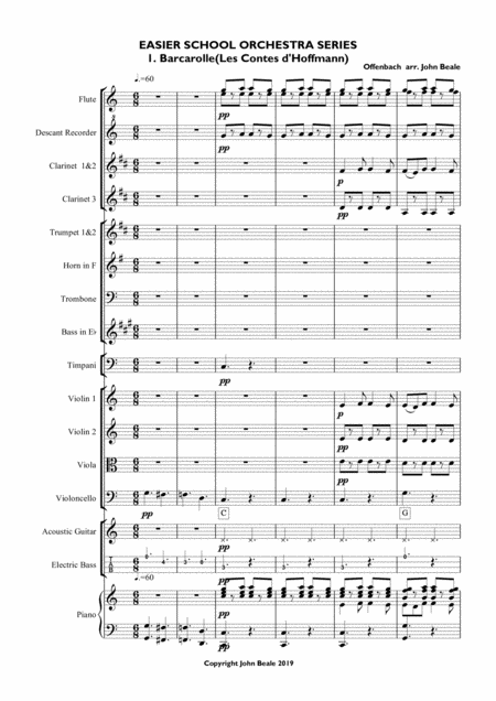 Barcarolle By Offenbach For School Orchestra Page 2