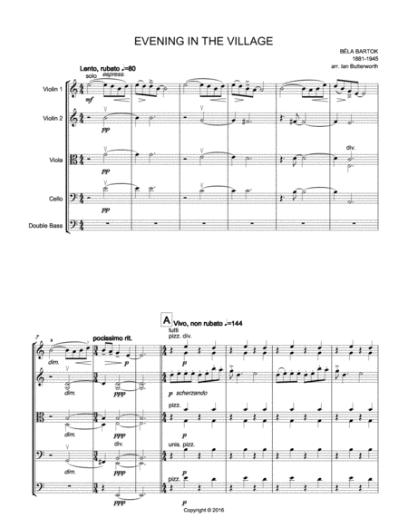 Bartok Evening In The Village For String Orchestra Page 2