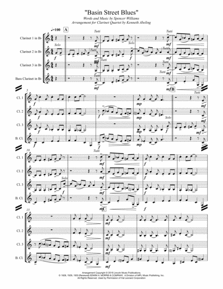 Basin Street Blues For Clarinet Quartet Page 2