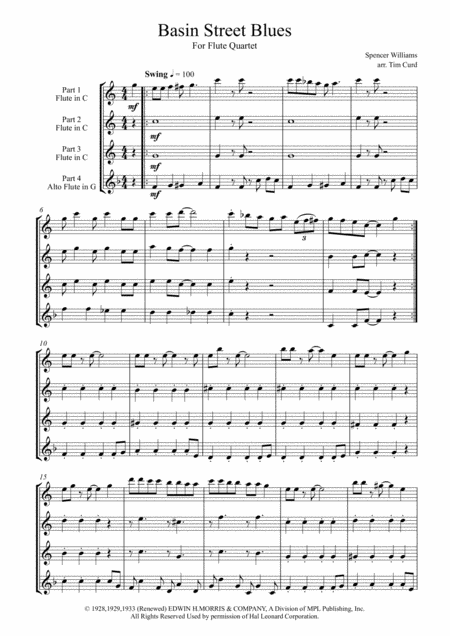 Basin Street Blues For Flute Quartet Page 2