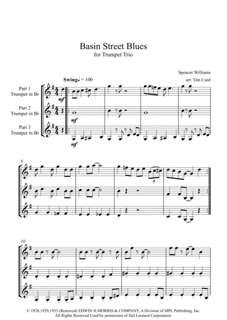 Basin Street Blues For Trumpet Trio Page 2