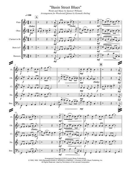 Basin Street Blues For Woodwind Quintet Page 2