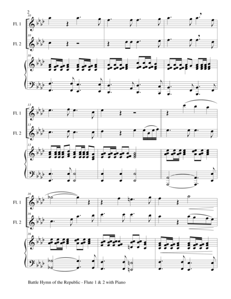 Battle Hymn Of The Republic Trio Flute 1 Flute 2 And Piano Score And Parts Page 2