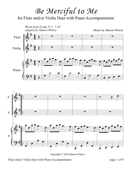 Be Merciful To Me Psalm 57 For Flute And Or Violin Duet With Piano Accompaniment Page 2
