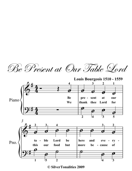 Be Present At Our Table Lord Easy Piano Sheet Music Page 2