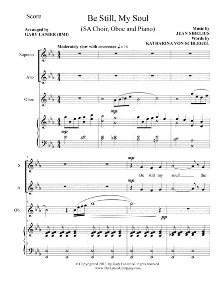 Be Still My Soul Ladies Sa Choir Oboe And Piano Page 2