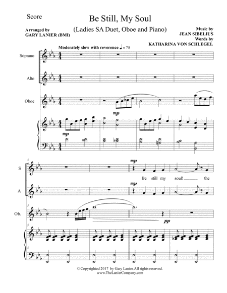 Be Still My Soul Ladies Sa Duet Oboe And Piano Page 2