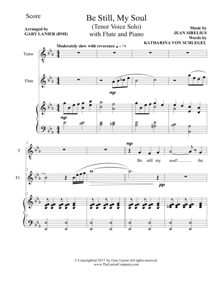 Be Still My Soul Tenor Voice Solo With Flute And Piano Page 2