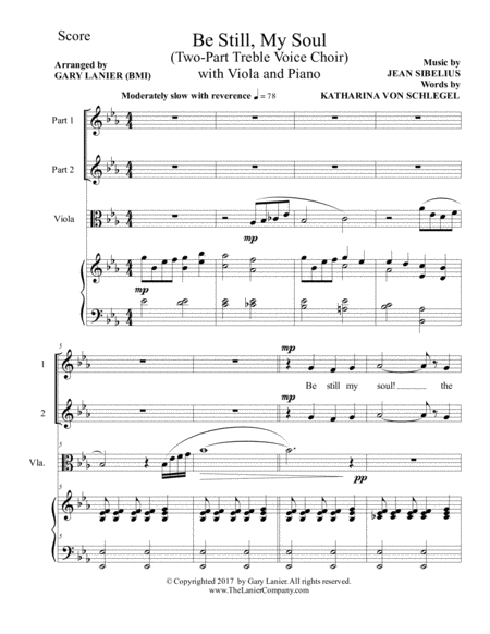 Be Still My Soul Two Part Treble Voice Choir With Viola Piano Parts Included Page 2