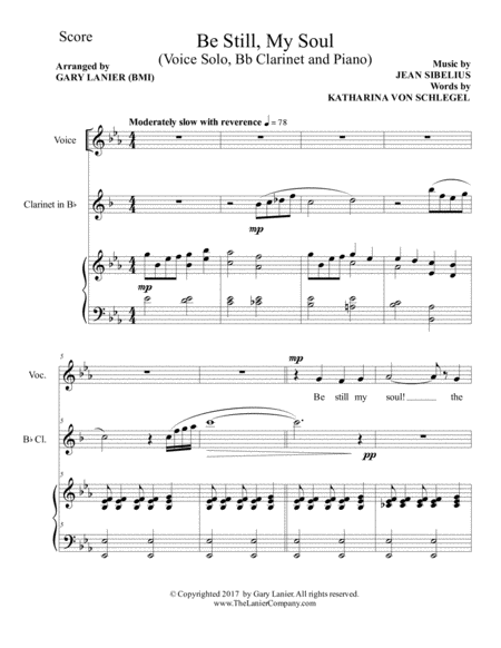 Be Still My Soul Voice Solo Bb Clarinet And Piano Page 2