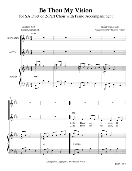 Be Thou My Vision For Sa Or 2 Part Choir With Piano Accompaniment Page 2