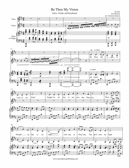 Be Thou My Vision Violin Soprano And Keyboard Page 2