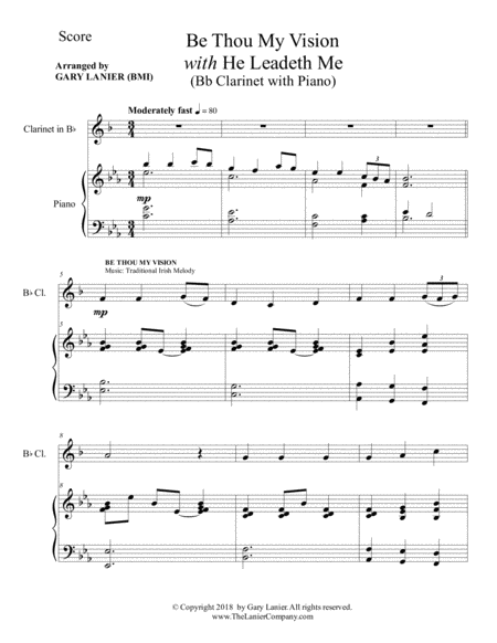 Be Thou My Vision With He Leadeth Me Bb Clarinet With Piano Instrument Part Included Page 2