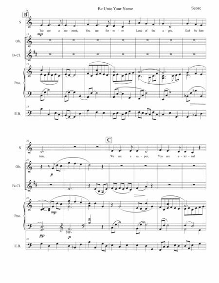 Be Unto Your Name For Voice Oboe Clarinet Piano And Bass Page 2