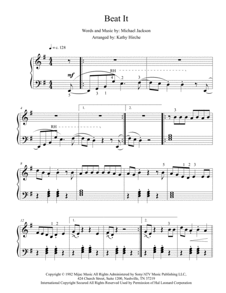 Beat It Piano Solo Page 2