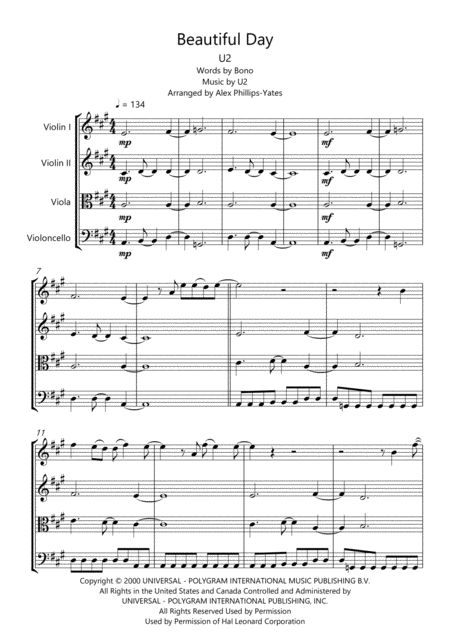 Beautiful Day By U2 String Quartet Page 2