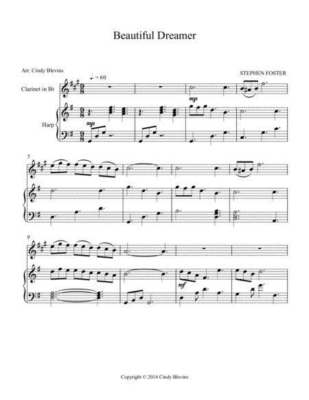 Beautiful Dreamer Arranged For Harp And Bb Clarinet Page 2