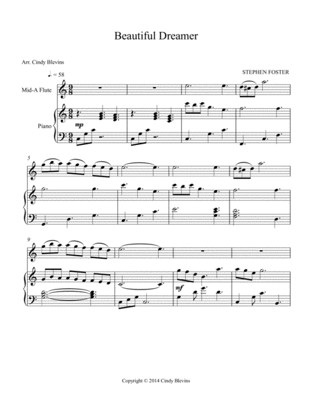 Beautiful Dreamer Arranged For Piano And Native American Flute Page 2