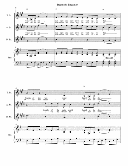 Beautiful Dreamer Key Of G Saxophone Alto Tenor And Baritone Trio Page 2