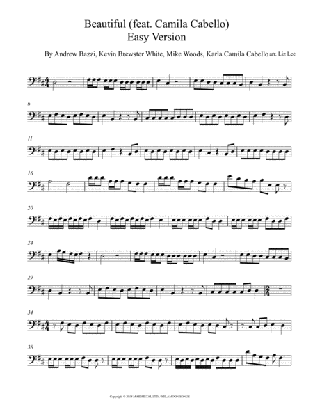 Beautiful Feat Camila Cabello Easy Version Solo Cello Page 2