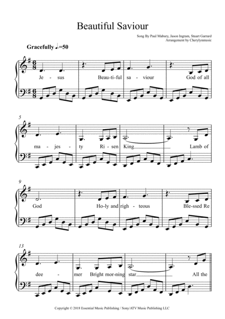 Beautiful Savior Easy Piano Solo Page 2