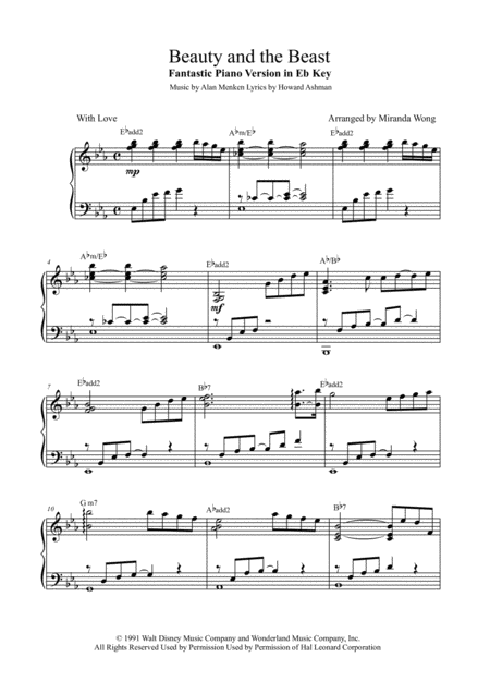 Beauty And The Beast 2017 New Fantastic Piano Version With Chords Page 2