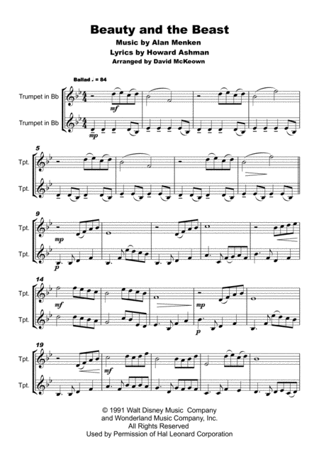 Beauty And The Beast Duet For Two Trumpets Page 2