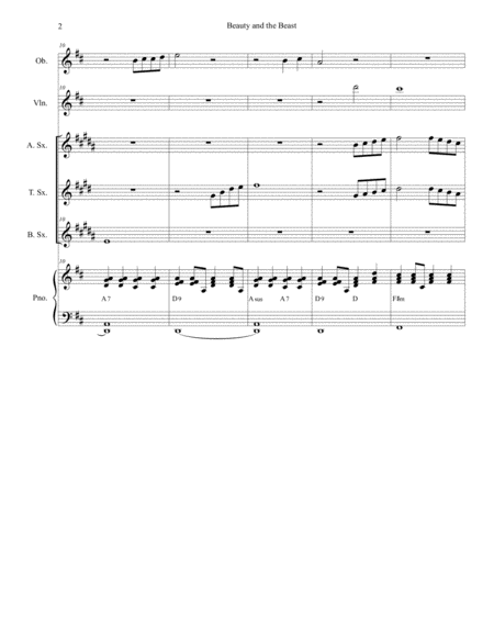 Beauty And The Beast For Saxophone Quartet Page 2