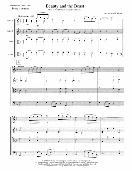 Beauty And The Beast String Quartet Page 2