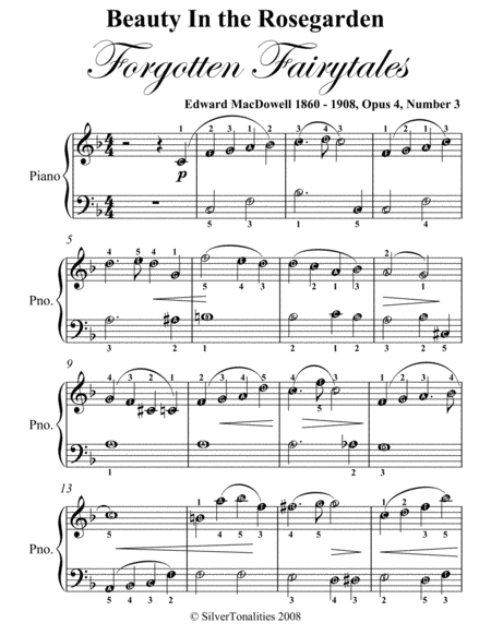 Beauty In The Rosegarden Forgotten Fairytales Op 4 No 3 Easy Piano Sheet Music Page 2