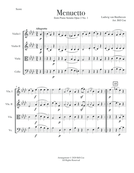 Beethoven Menuetto String Quartet Score And Parts Page 2