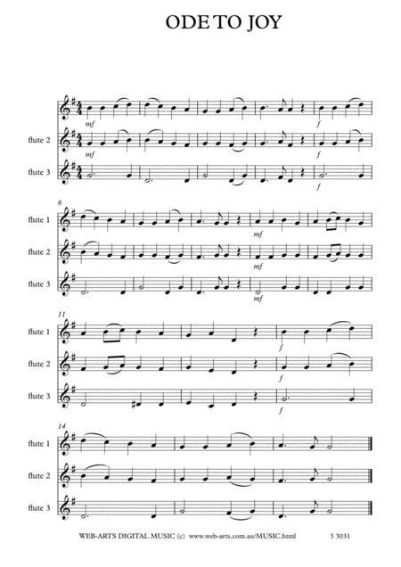 Beethoven Ode To Joy From 9th Symphony Easy Arrangement For 3 Flutes Page 2