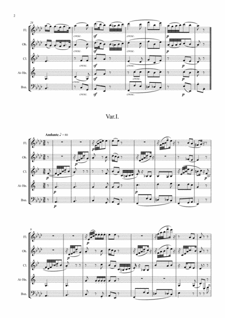 Beethoven Piano Sonata No 12 In Ab Op 26 Mvt I Andante And Variations Wind Quintet Page 2