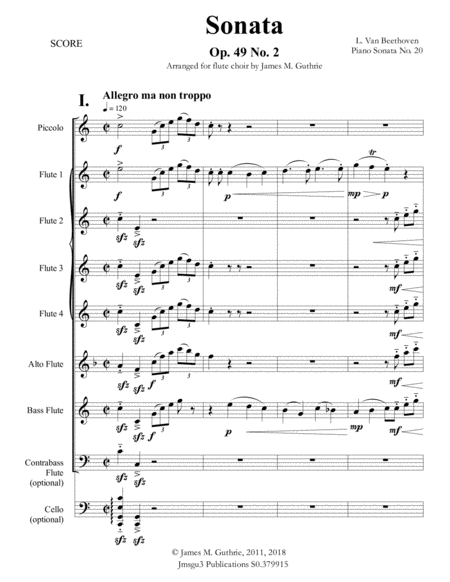 Beethoven Sonata Op 49 No 2 For Flute Choir Page 2
