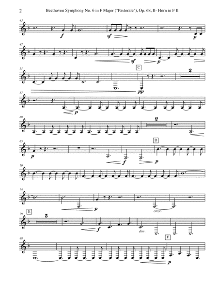 Beethoven Symphony No 6 Pastorale Movement Ii Horn In F 2 Transposed Part Op 68 Page 2