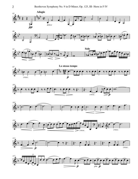 Beethoven Symphony No 9 Movement Iii Horn In F 4 Transposed Part Op 125 Page 2