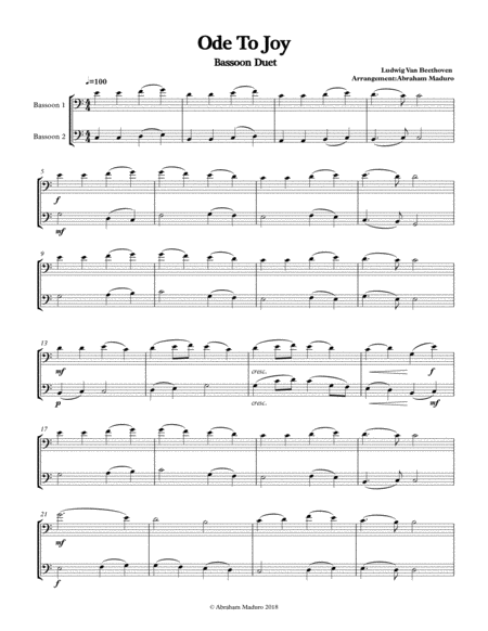 Beethovens Ode To Joy Bassoon Duet Three Tonalities Included Page 2