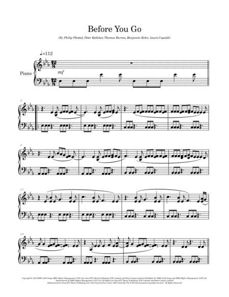 Before You Go Arranged For Piano Solo Page 2