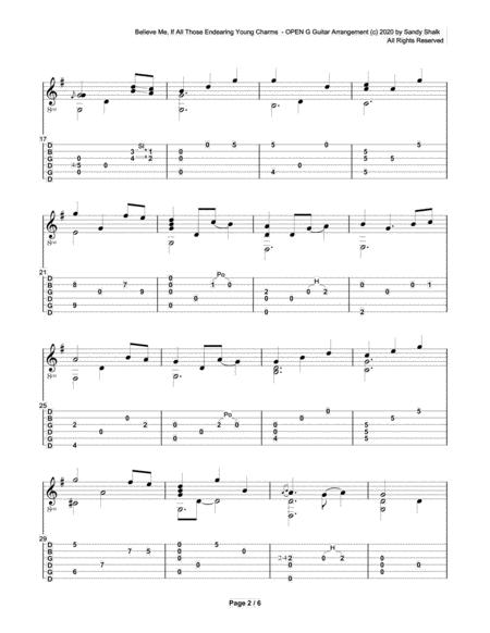 Believe Me If All Those Endearing Young Charms Open G Fingerstyle Guitar Page 2