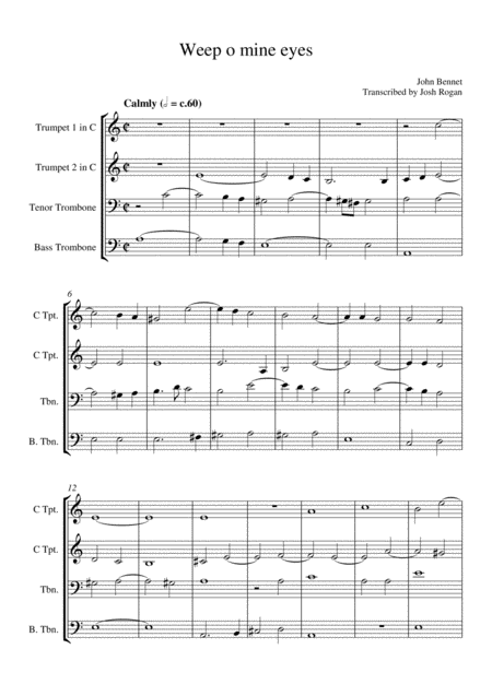 Bennet Weep O Mine Eyes For Brass Quartet Arr Josh Rogan Page 2