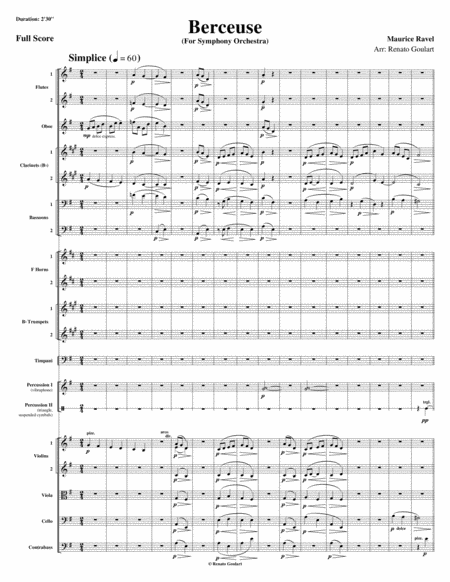 Berceuse For Orchestra Maurice Ravel Score And Parts Page 2