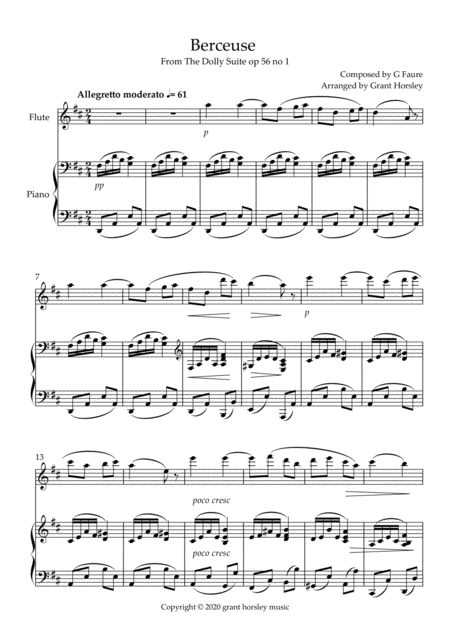 Berceuse From The Dolly Suite G Faure Flute And Piano Intermediate Page 2