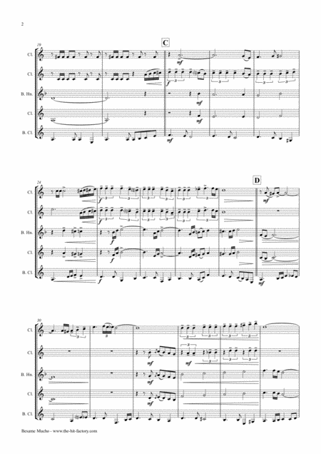 Besame Mucho Kiss Me A Lot World Famous Rumba Clarinet Quartet Page 2