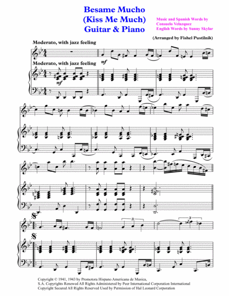 Besame Mucho Kiss Me Much For Guitar And Piano Page 2