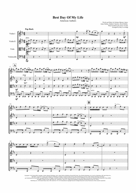 Best Day Of My Life American Authors String Quartet Page 2