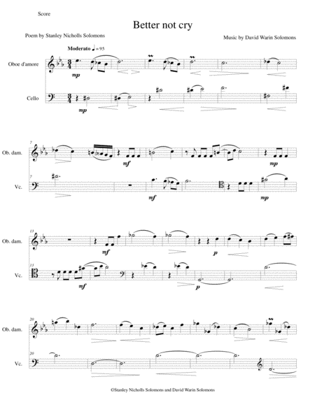 Better Not Cry For Oboe D Amore Cello And Optional Narrator Page 2