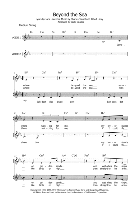 Beyond The Sea For 2 Voices With Chords In Eb Page 2