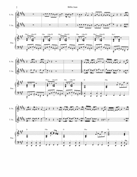 Billie Jean Duet For Soprano And Tenor Saxophone Page 2