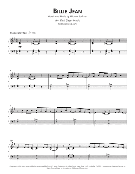 Billie Jean Easy Piano Page 2