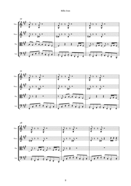 Billie Jean String Quartet Score Page 2